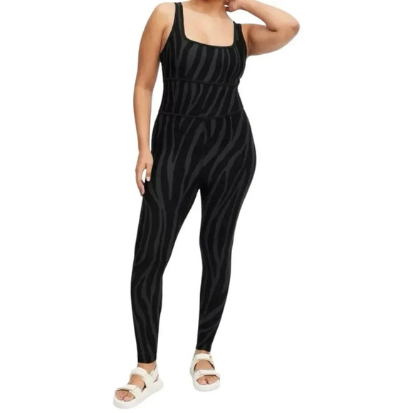 Diane von Furstenberg Target Gray Zebra Print Fitted Jumpsuit XXL - Picture 1 of 4